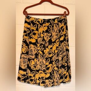 Who What Wear Black and Yellow Floral A-Line Skirt